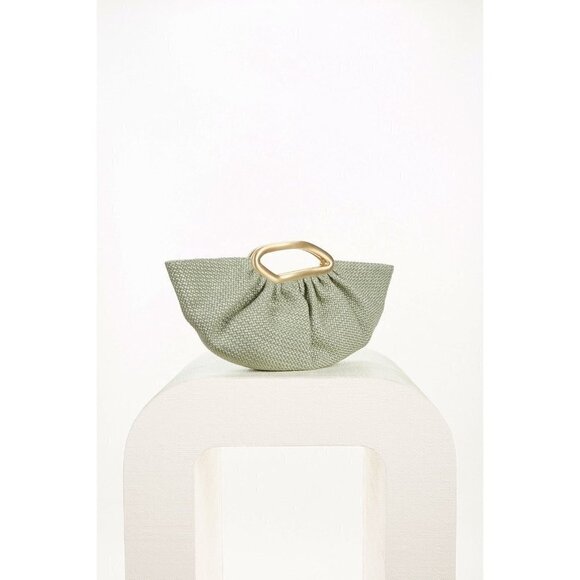 💕CULT GAIA💕 Jada Top Handle Clutch Bag Raffia ~ Mint Green NWT - Picture 4 of 16